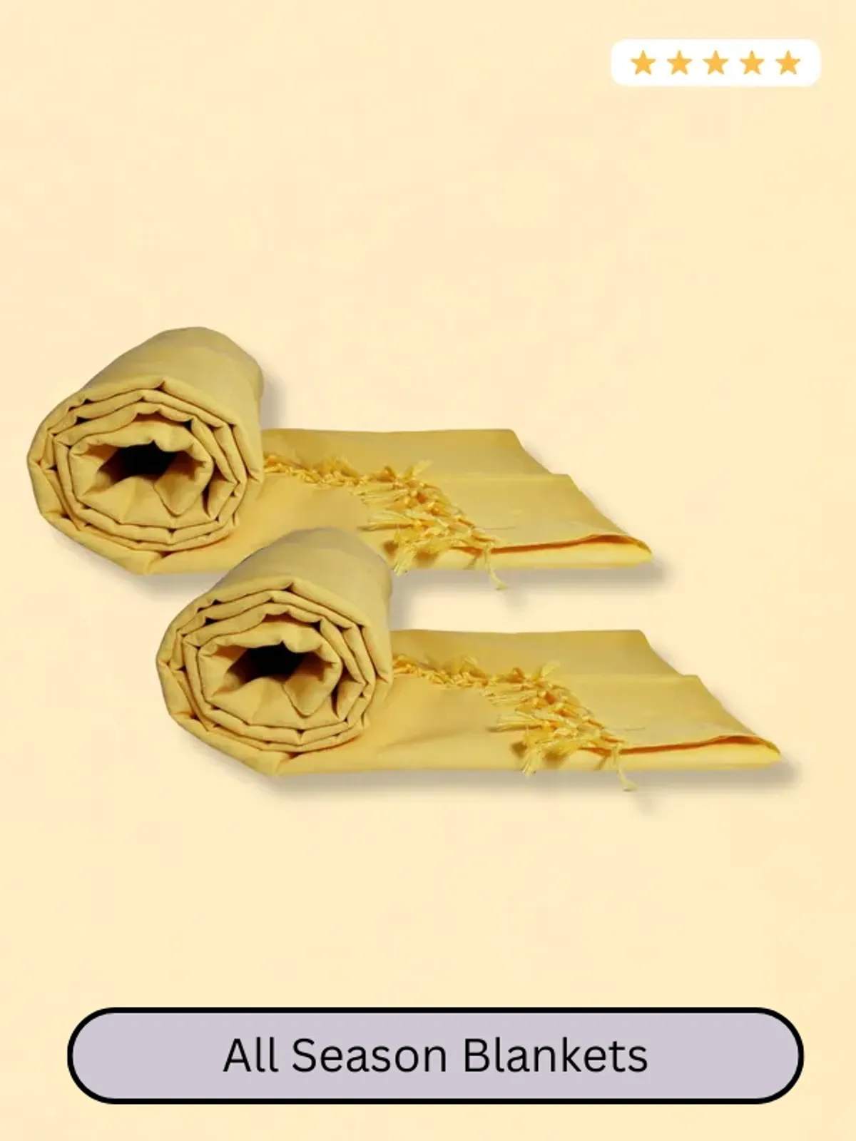 Pack of 2 Yellow Cotton Queen Size Bhagalpuri Dull All Season Blanket - Image 2