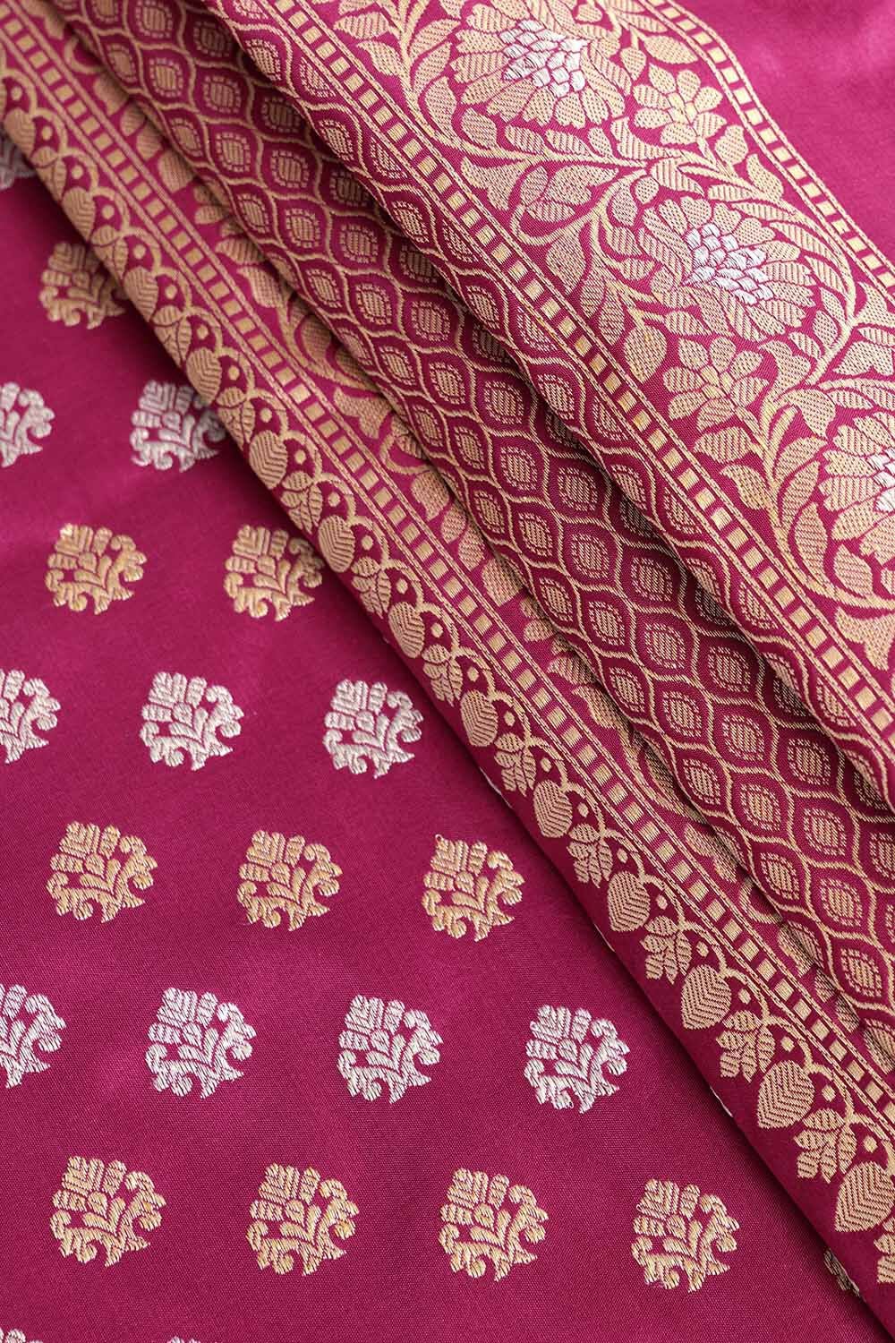 Handcrafted Pink Banarasi Pure Silk Saree | Authentic Kadwa Weave Handloom Saree - Image 4