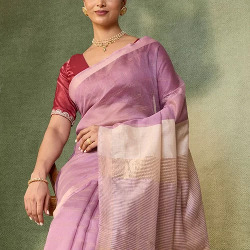Purple Bhagalpur Woven Silk Viscose Saree with Unstitched Blouse