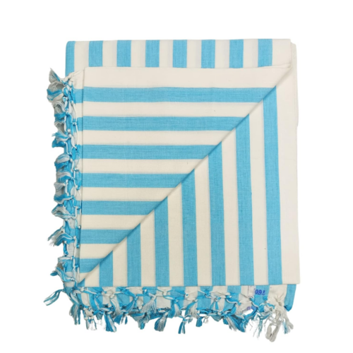 Blue White Line Print Chadar
