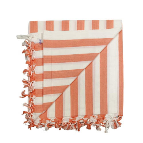 Orange White Line Print