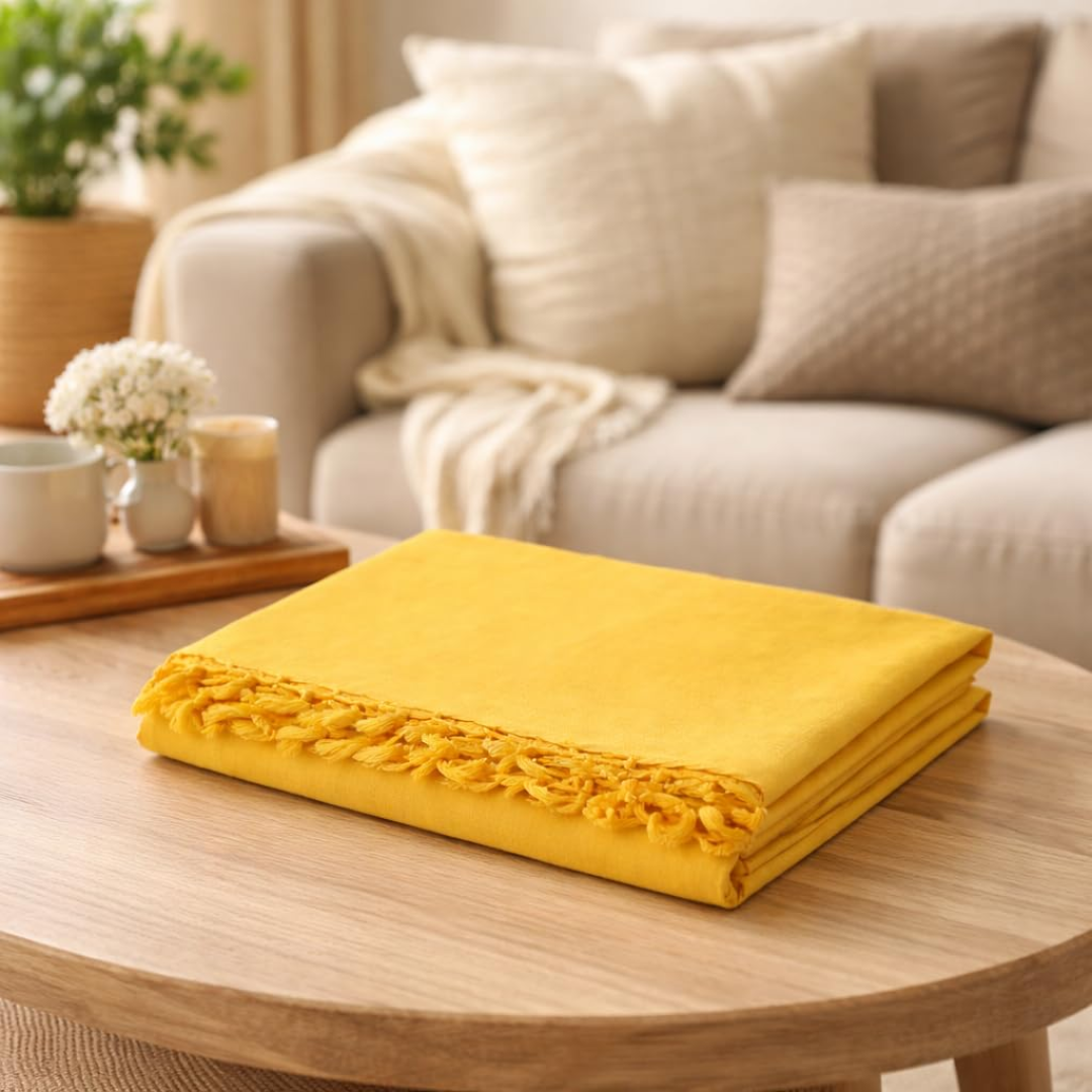 Thave Silk Luxury and Comfort Chadar with Organic Bhagalpuri Silky Cotton Chadar with Extra Soft Feel (240 x 130 cm - Yellow) - Image 2