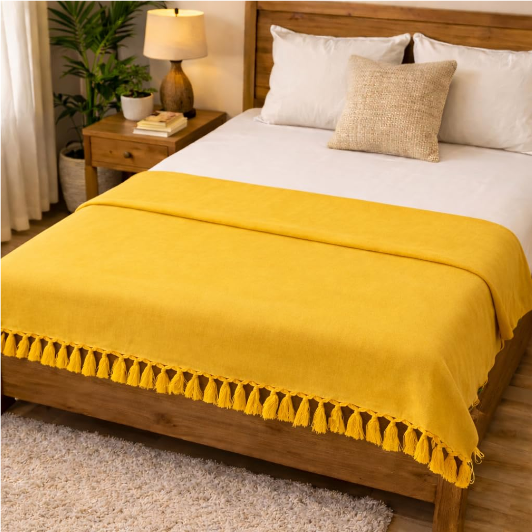 Thave Silk Luxury and Comfort Chadar with Organic Bhagalpuri Silky Cotton Chadar with Extra Soft Feel (240 x 130 cm - Yellow) - Image 3