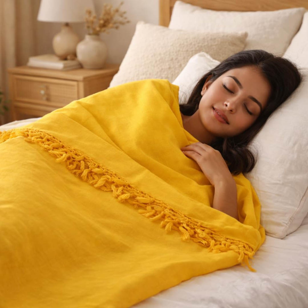 Thave Silk Luxury and Comfort Chadar with Organic Bhagalpuri Silky Cotton Chadar with Extra Soft Feel (240 x 130 cm - Yellow) - Image 4