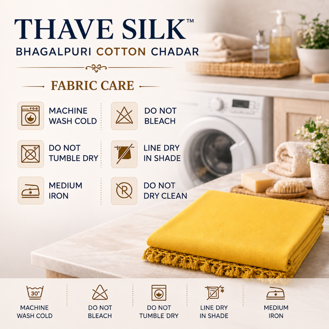 Thave Silk Luxury and Comfort Chadar with Organic Bhagalpuri Silky Cotton Chadar with Extra Soft Feel (240 x 130 cm - Yellow) - Image 6
